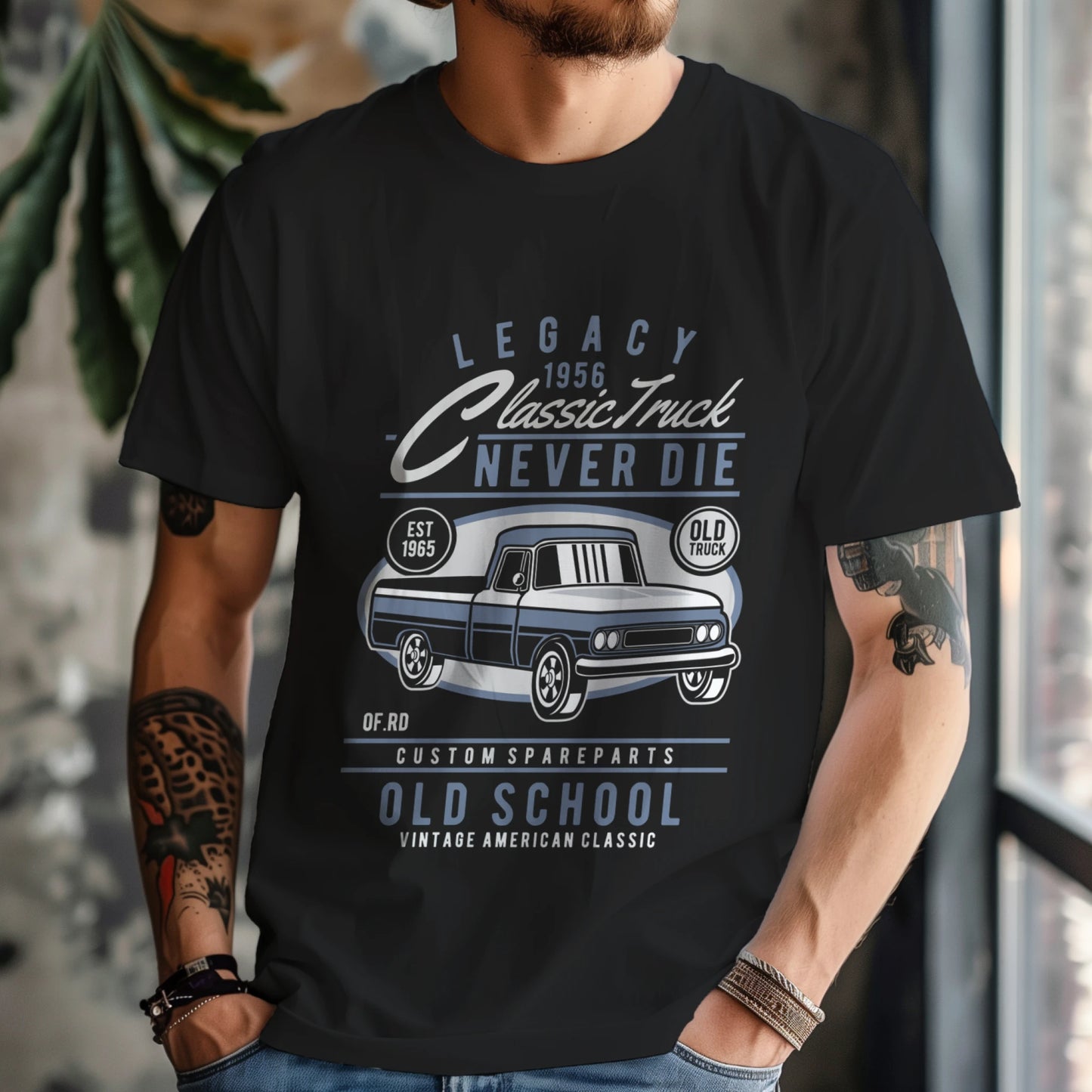 Classic Truck Printed T-shirt for Men