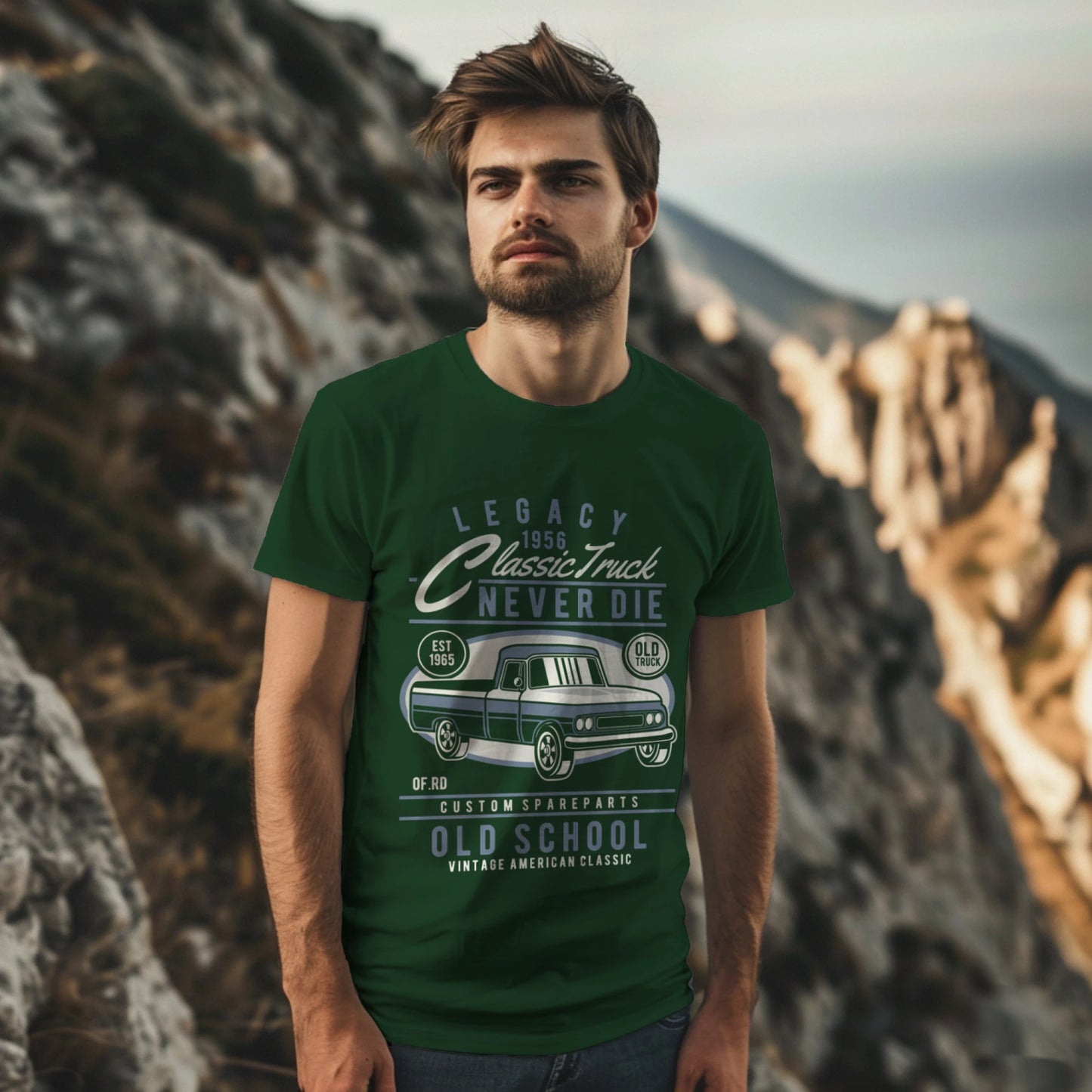 Classic Truck Printed T-shirt for Men