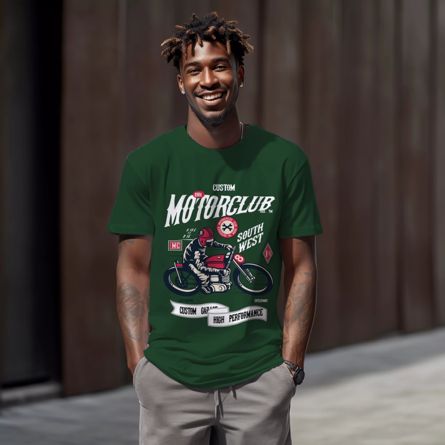 Motorcycle Print T-shirt for Men