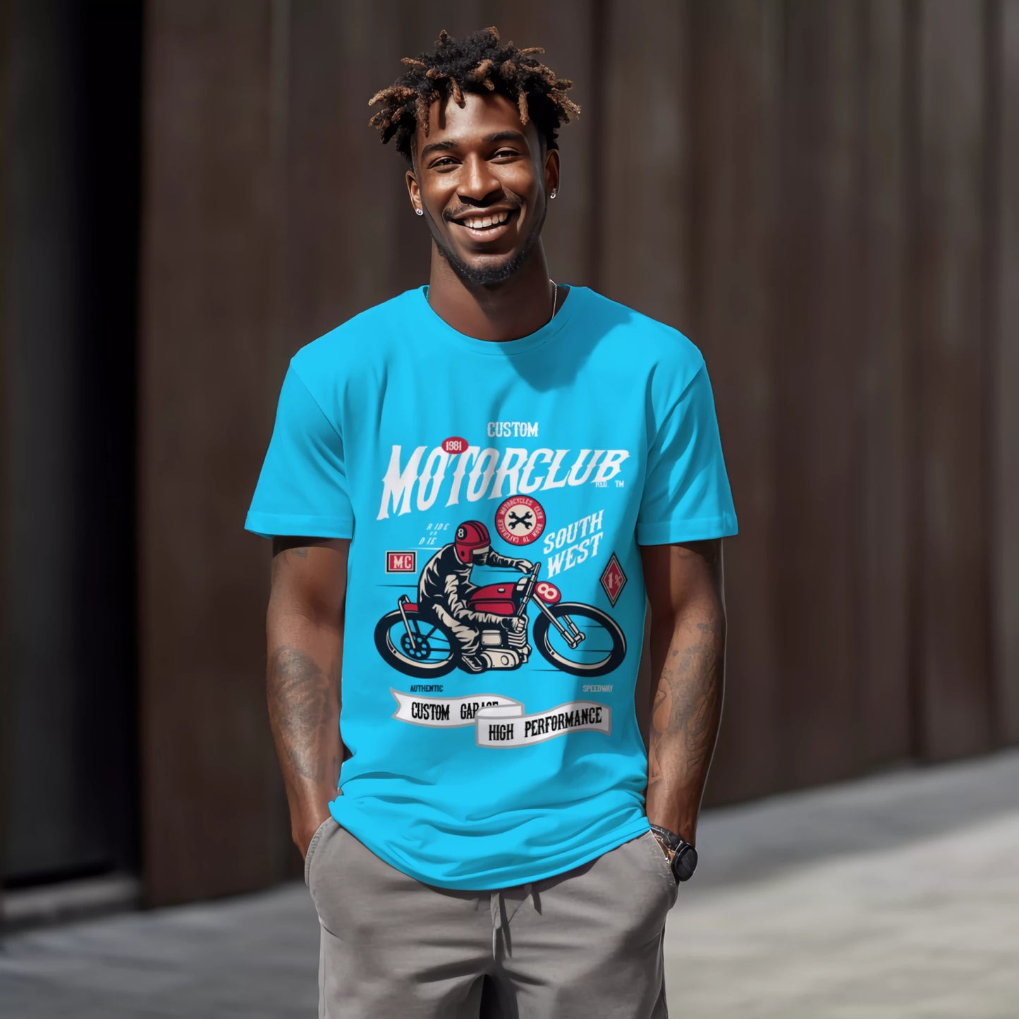 Motorcycle Print T-shirt for Men