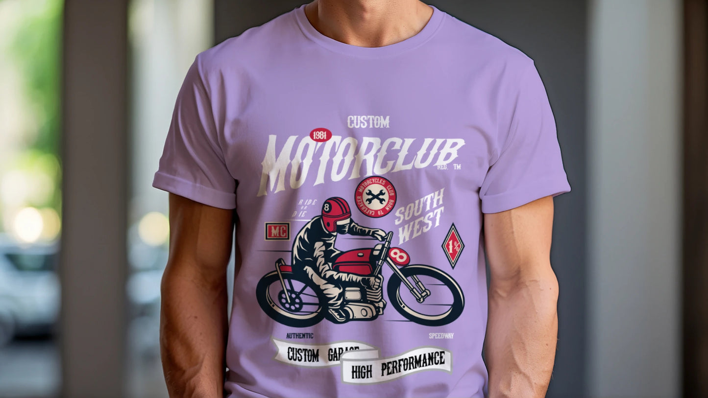 Motorcycle Print T-shirt for Men