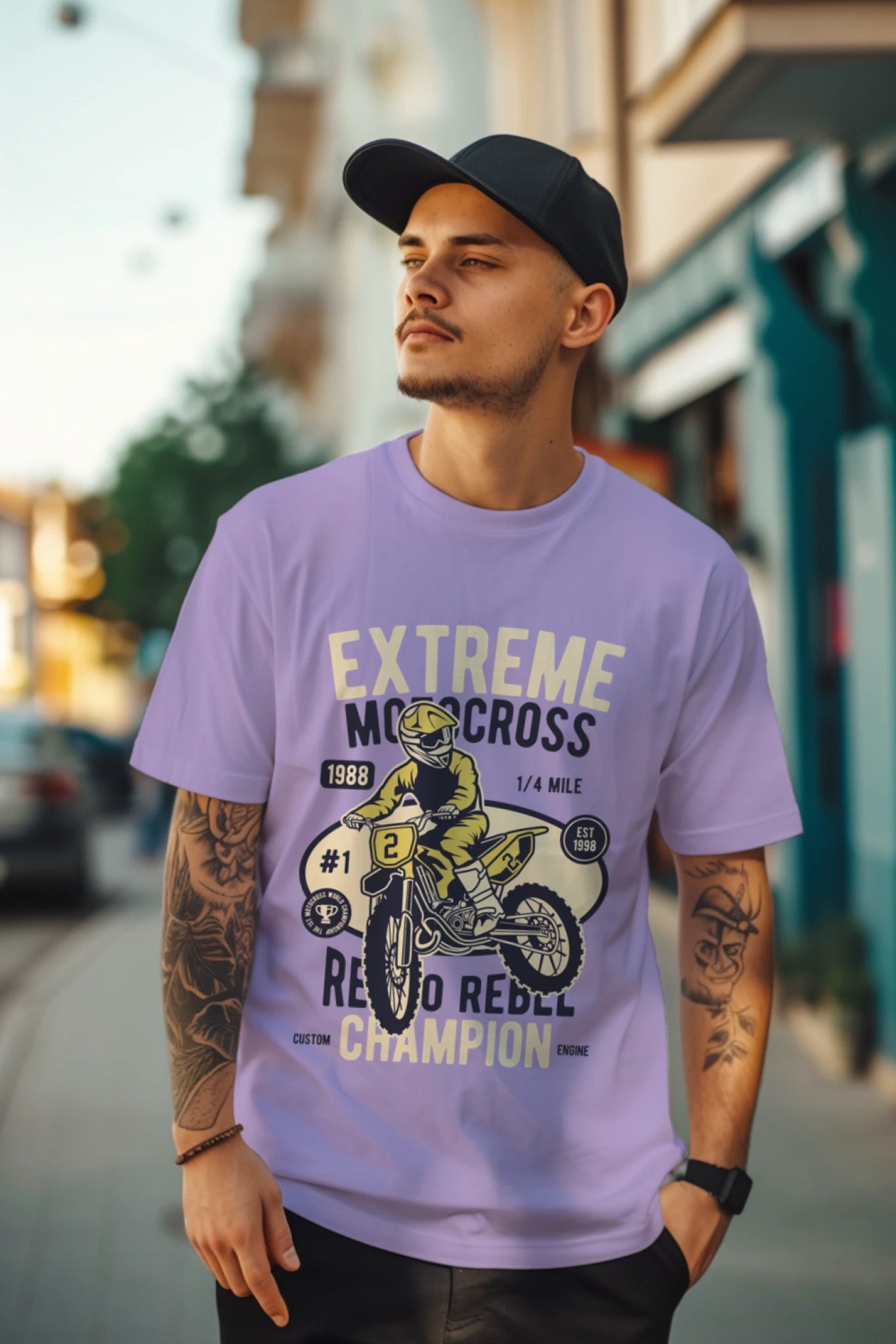 Regular Fit Biker T-shirt for Men