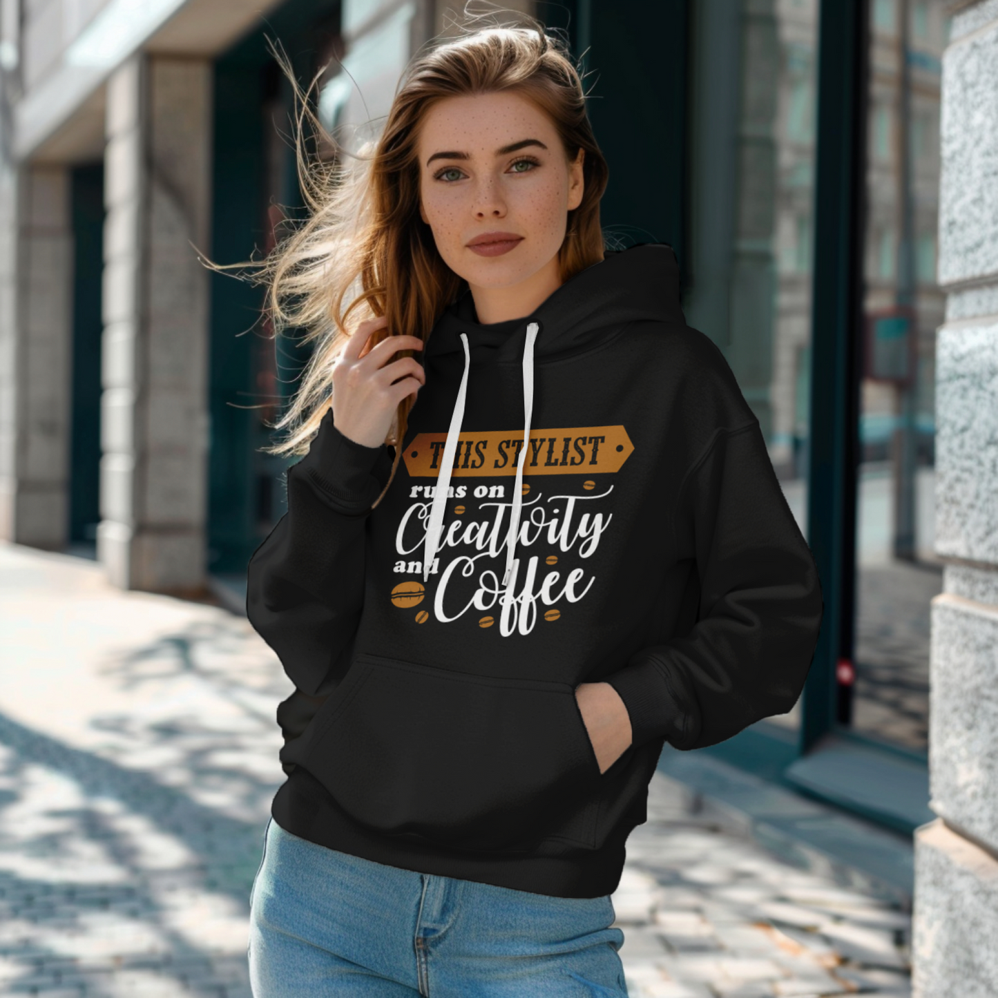 Coffee and Creativity Printed Unisex Hoodie - Casual Koala