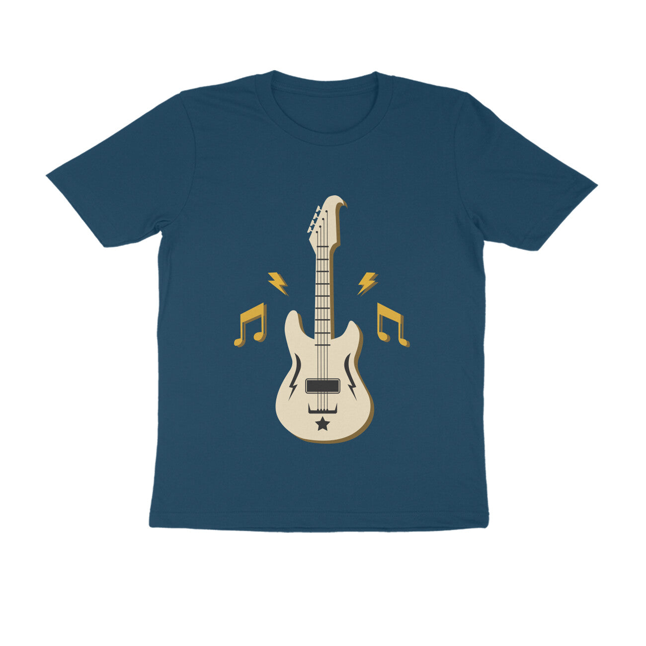 Round Neck Guitar Printed T-shirt for Men