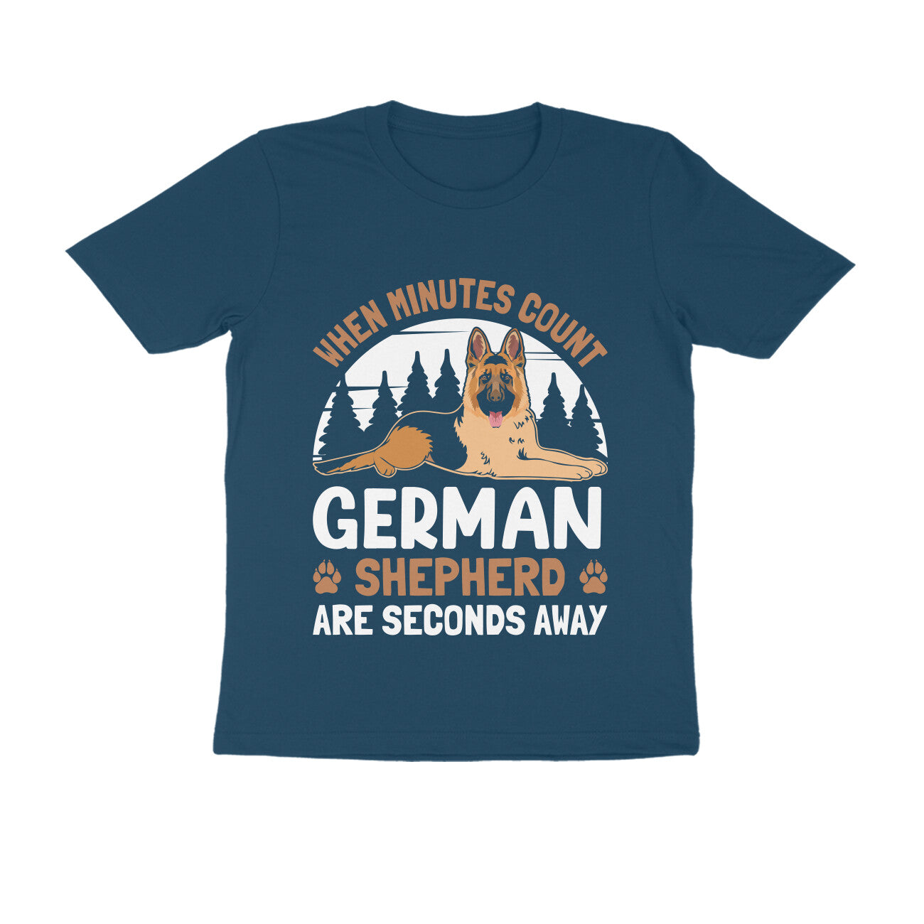 Round Neck German Shepherd Printed T-Shirt for Men