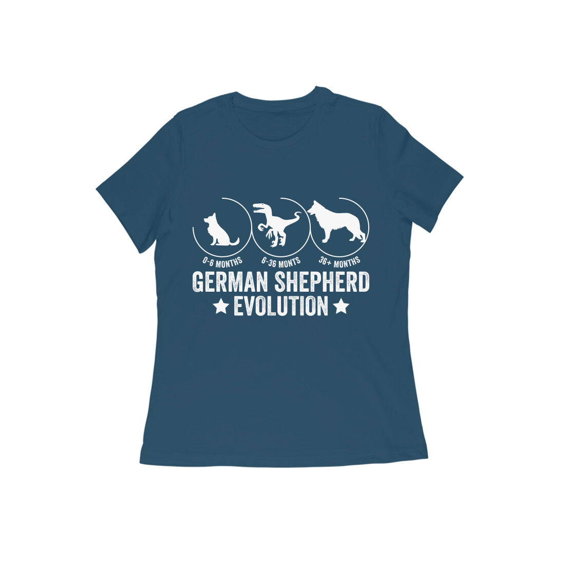 Round Neck German Shepherd Evolution T-shirt for Women