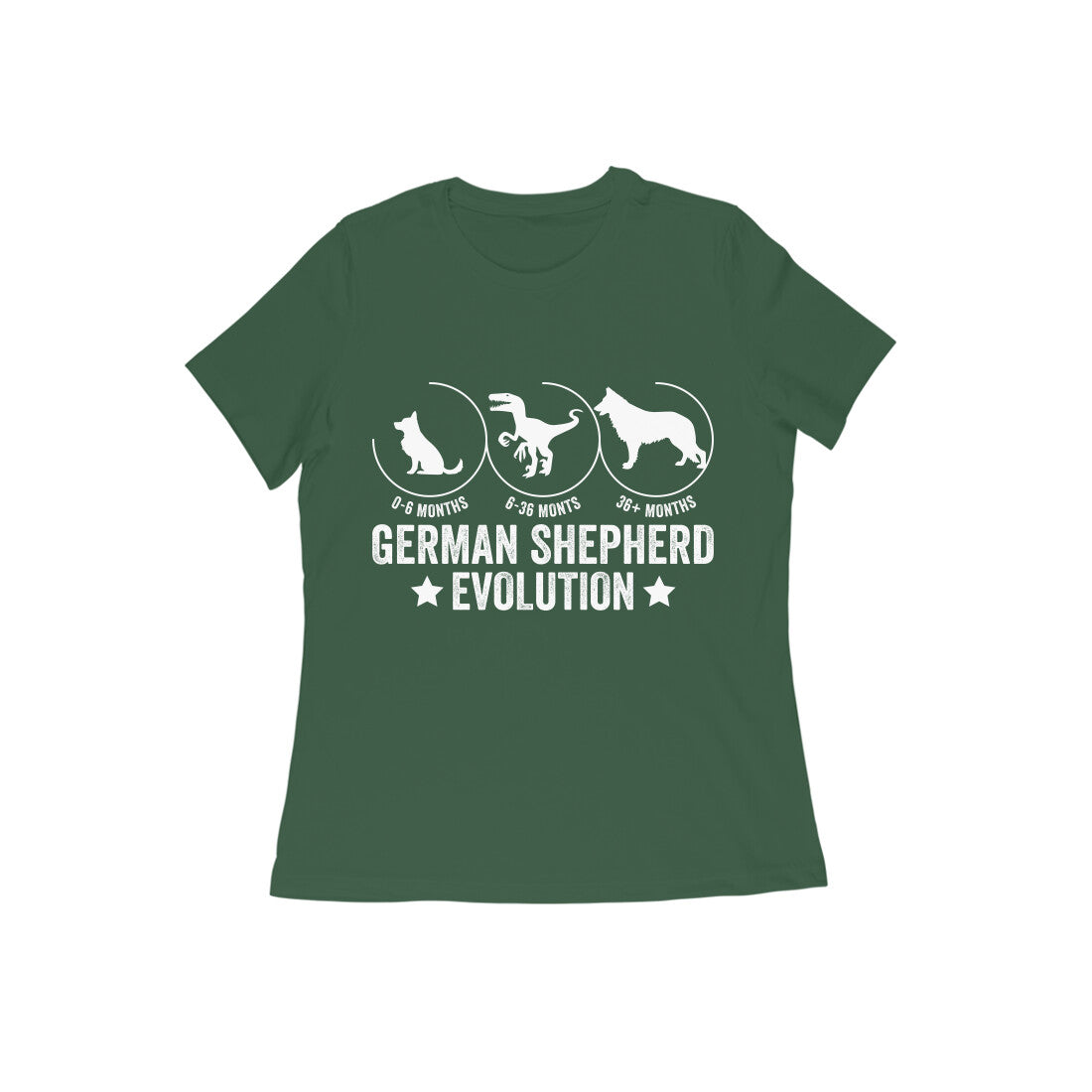 Round Neck German Shepherd Evolution T-shirt for Women