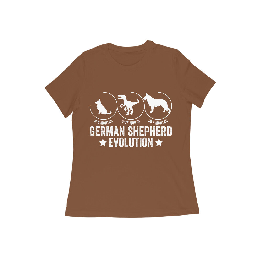 Round Neck German Shepherd Evolution T-shirt for Women