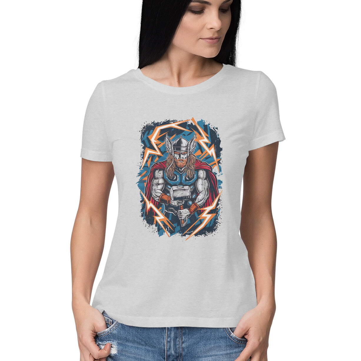 Thor Round Neck Superhero T-Shirt for Women