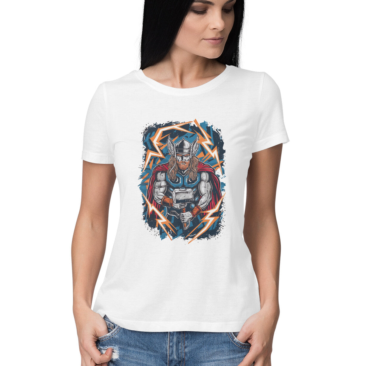 Thor Round Neck Superhero T-Shirt for Women