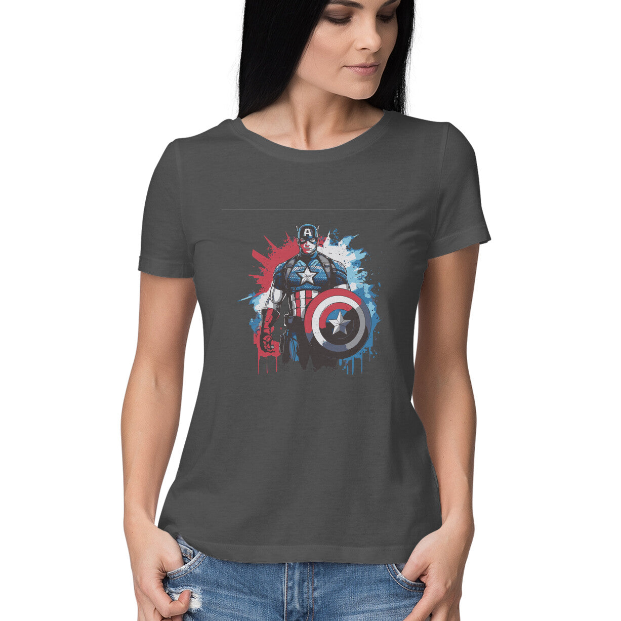 Round Neck Captain America T-Shirt for Women