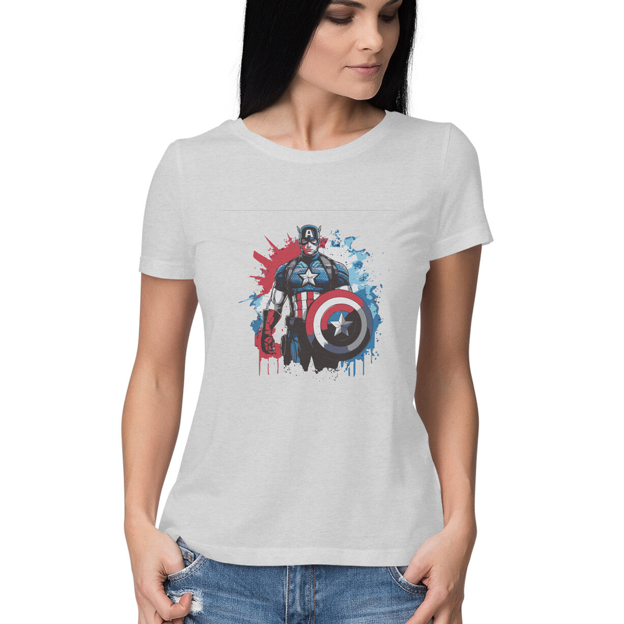 Round Neck Captain America T-Shirt for Women