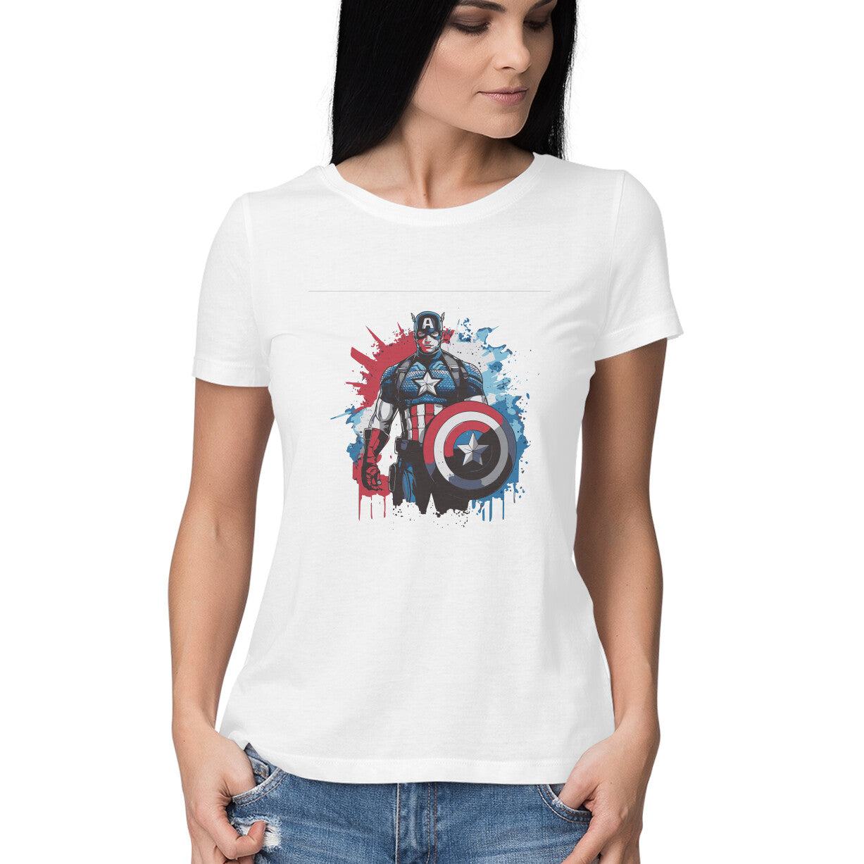 Round Neck Captain America T-Shirt for Women