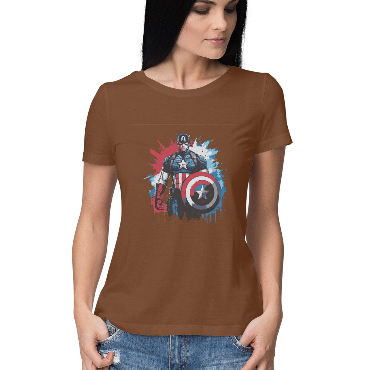Round Neck Captain America T-Shirt for Women