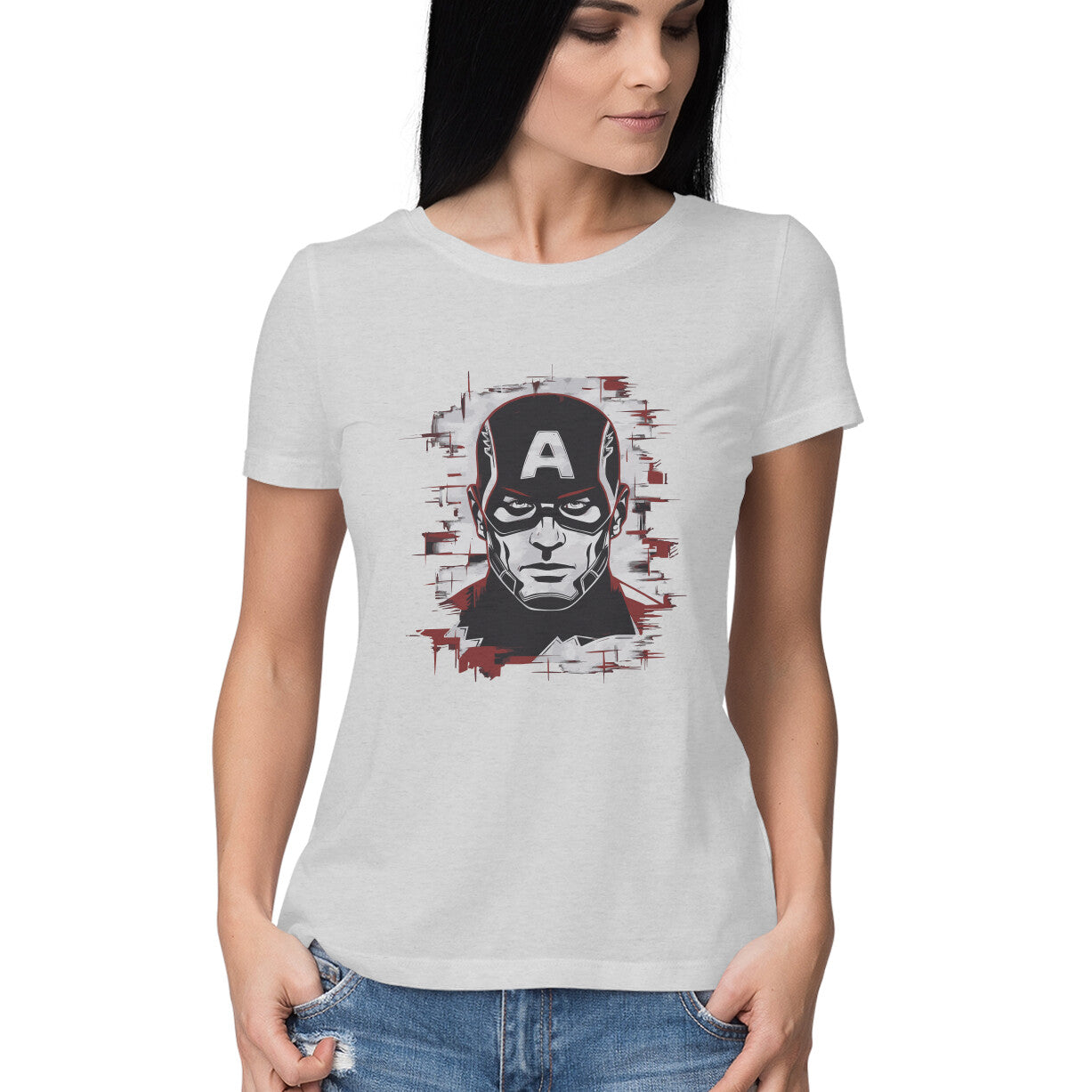 Captain America Round Neck T-Shirt for Women