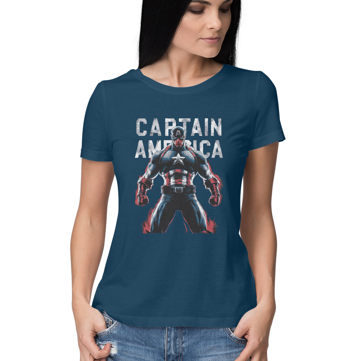 Regular Fit Captain America T-shirt for Women