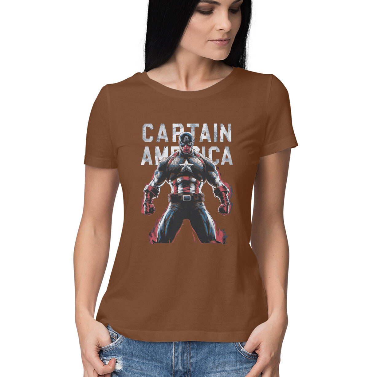 Regular Fit Captain America T-shirt for Women