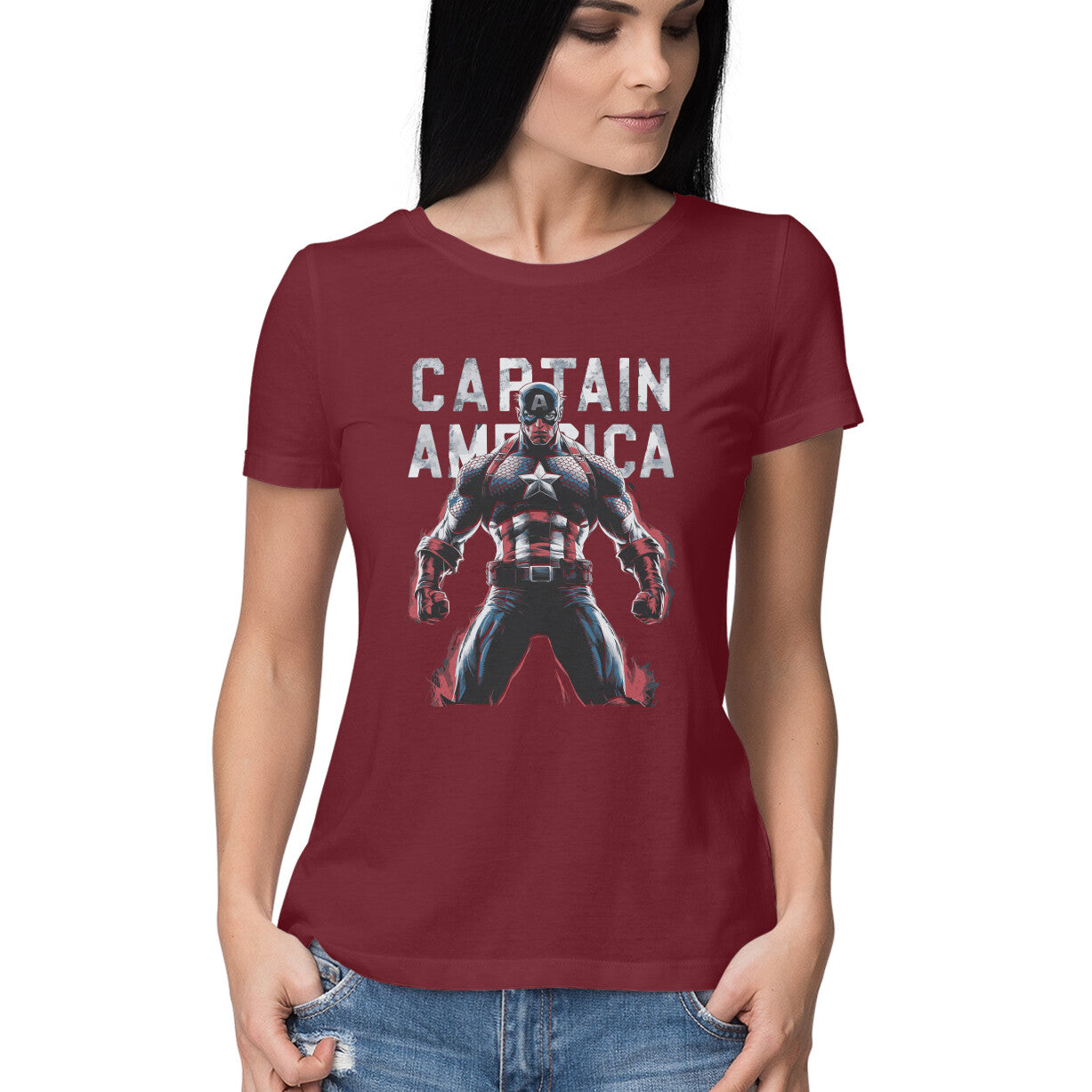 Regular Fit Captain America T-shirt for Women