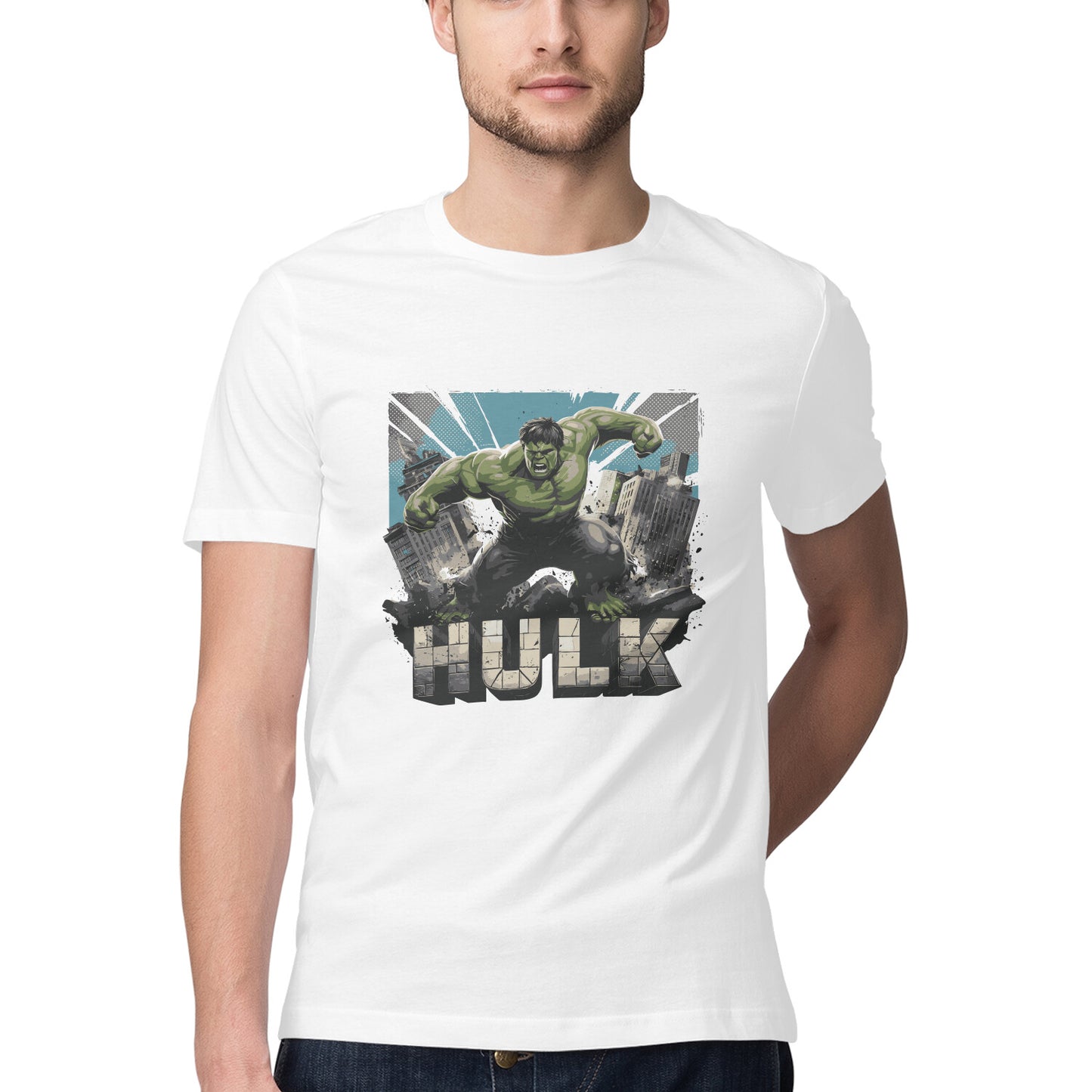 Round Neck Hulk Printed T-Shirt For Men