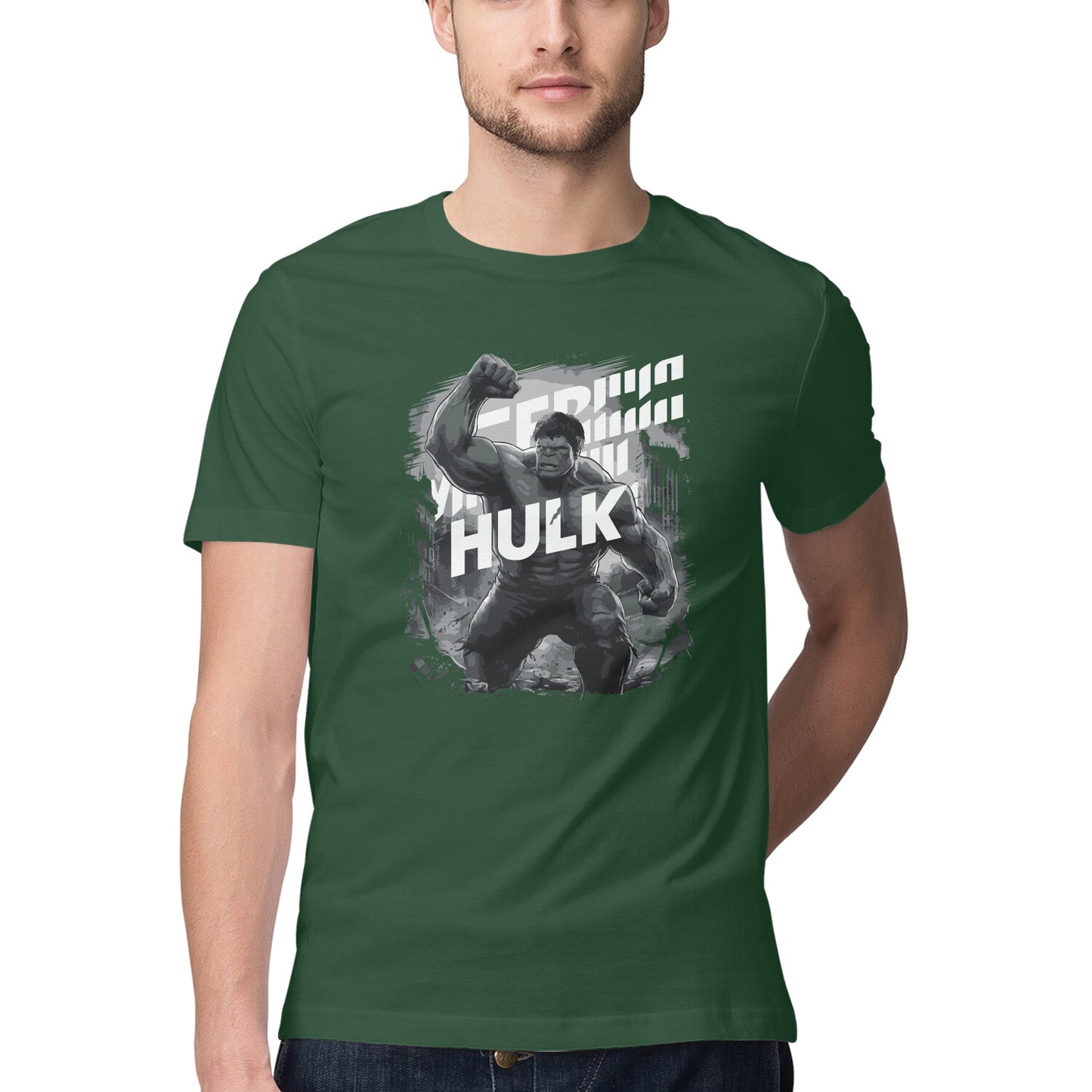 Half Sleeve Hulk Printed T-Shirt for Men