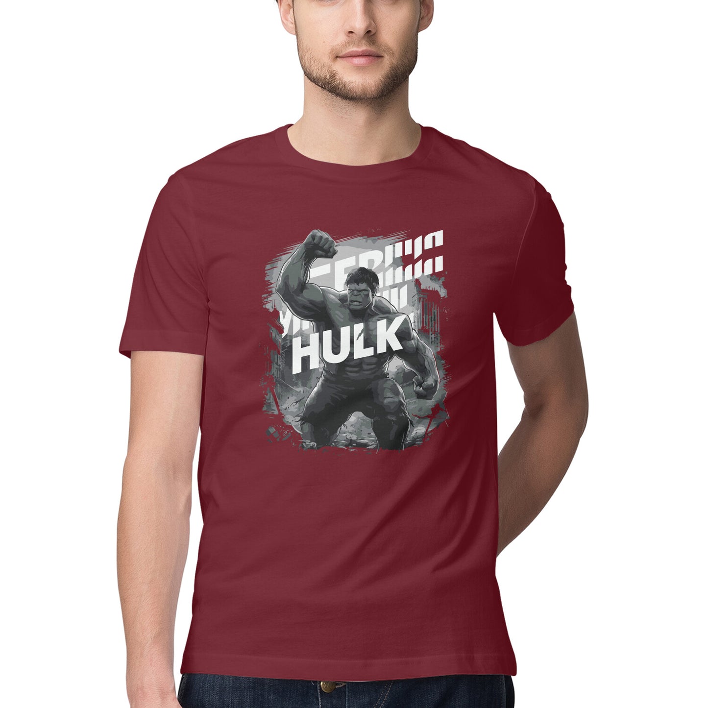 Half Sleeve Hulk Printed T-Shirt for Men