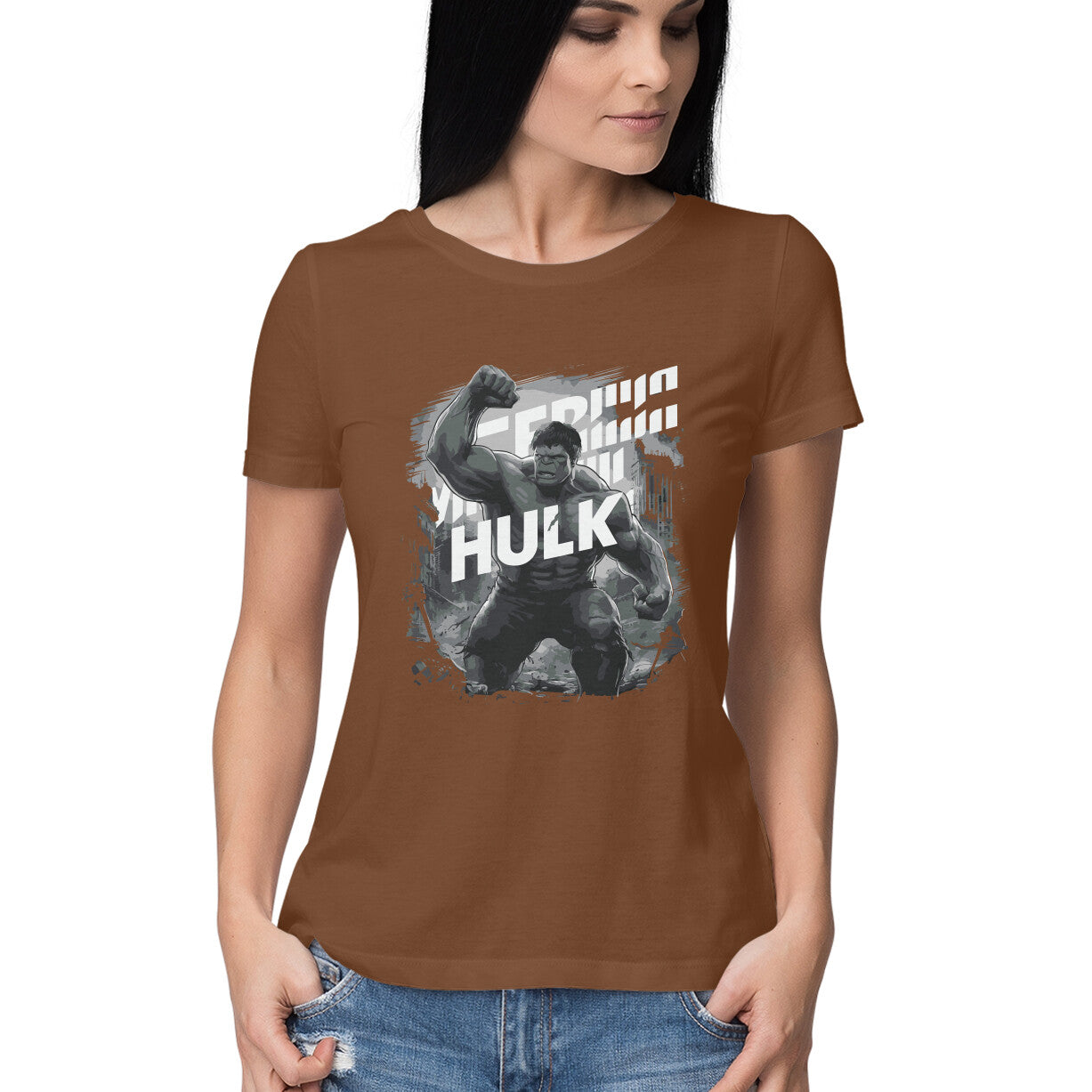 Half Sleeve Hulk Printed T-Shirt for Women