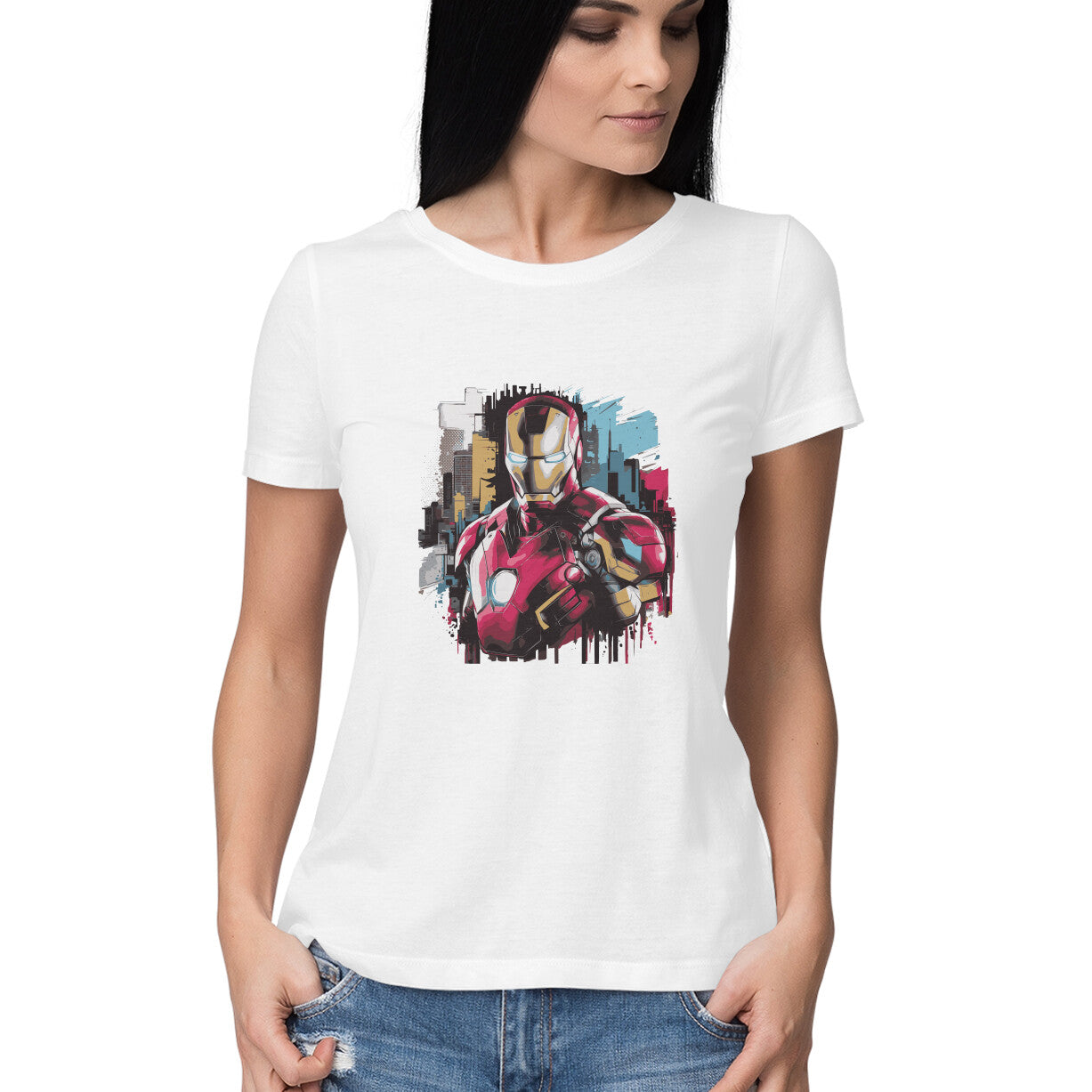 Round Neck Iron Man T-Shirt for Women