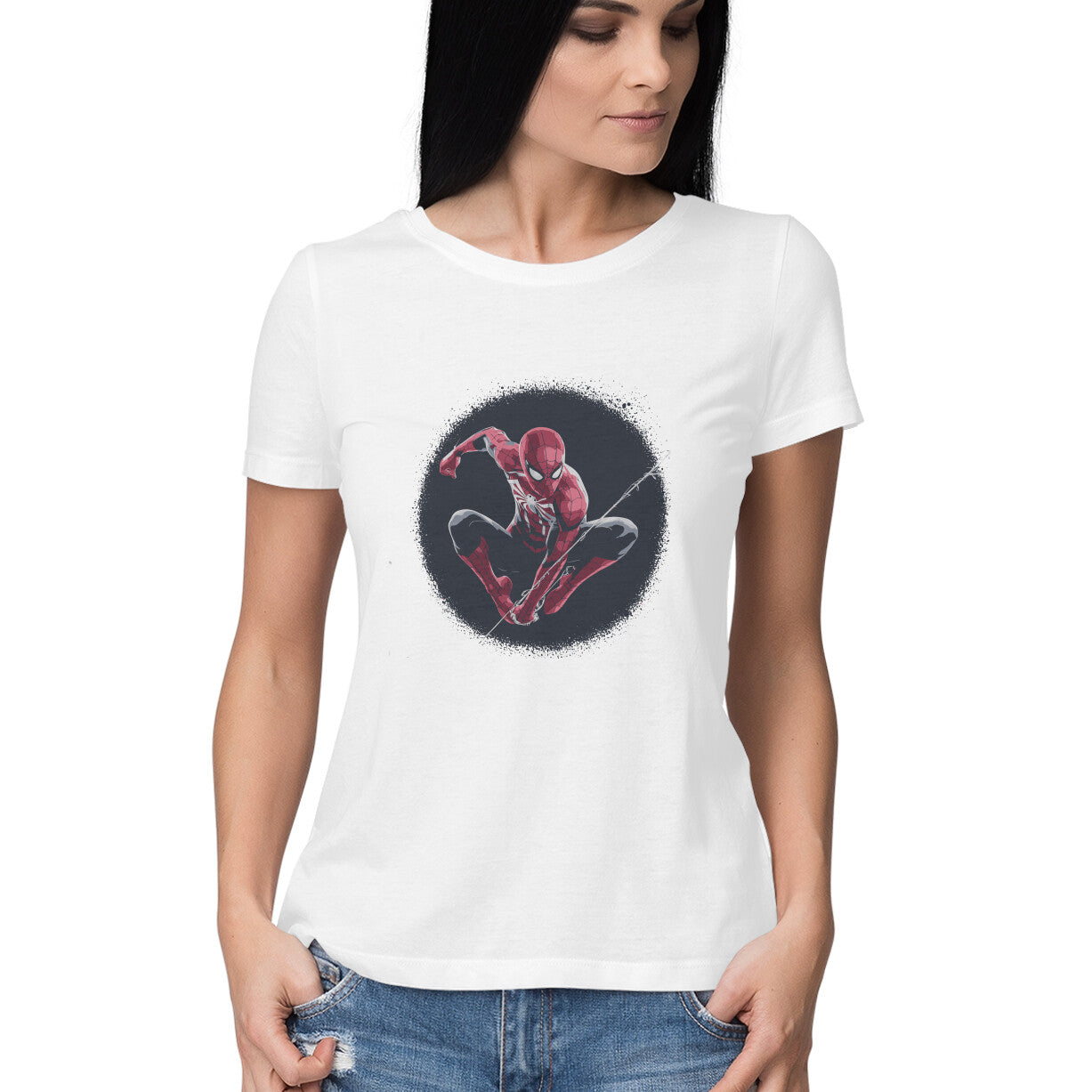 Round Neck Spiderman T-Shirt for Women