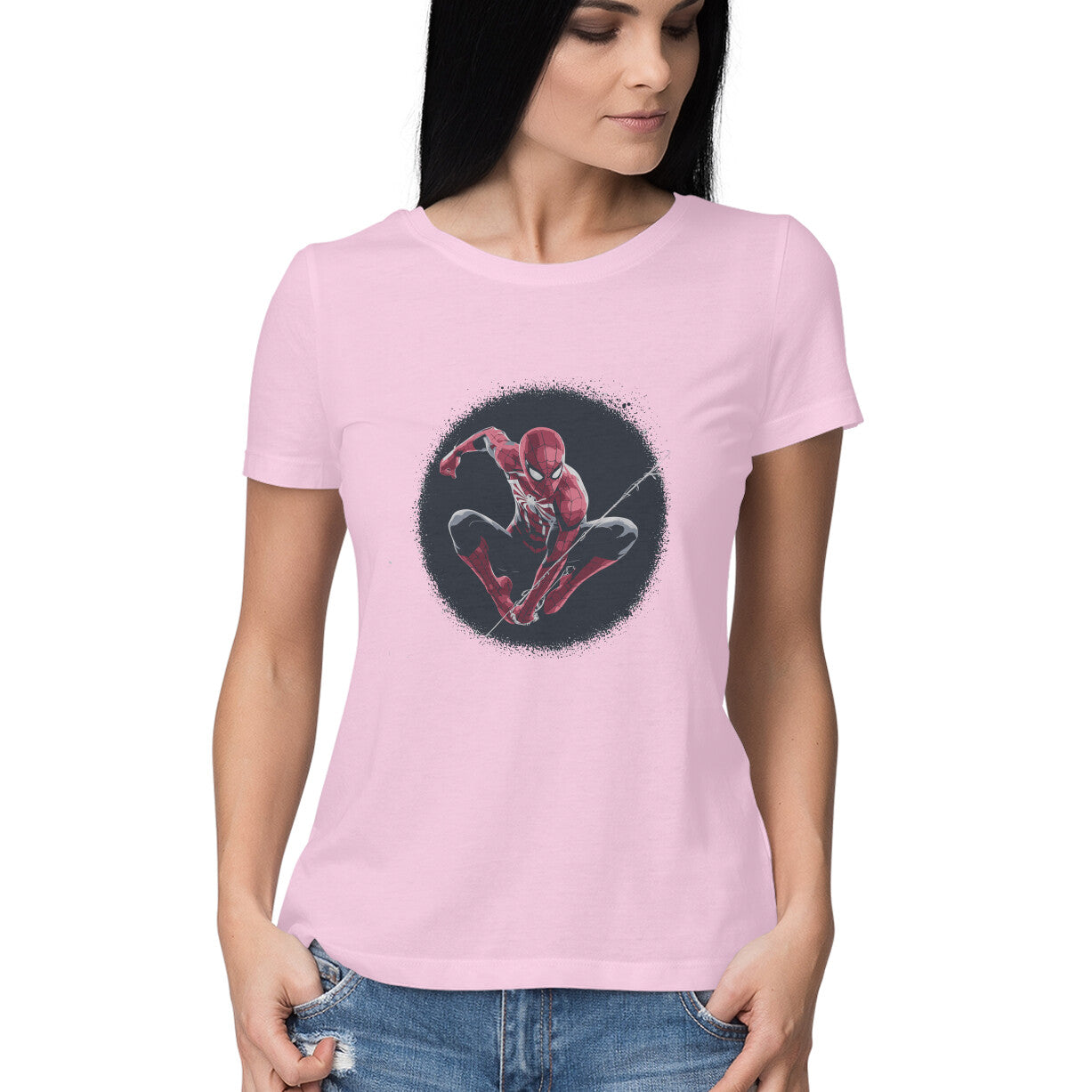 Round Neck Spiderman T-Shirt for Women