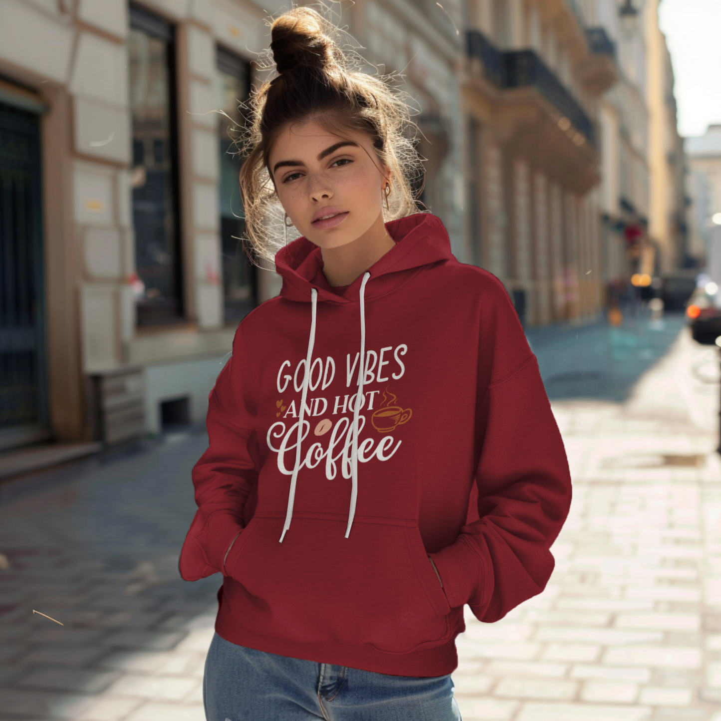 Good Vibes and Hot Coffee Printed Unisex Hoodie - Casual Koala