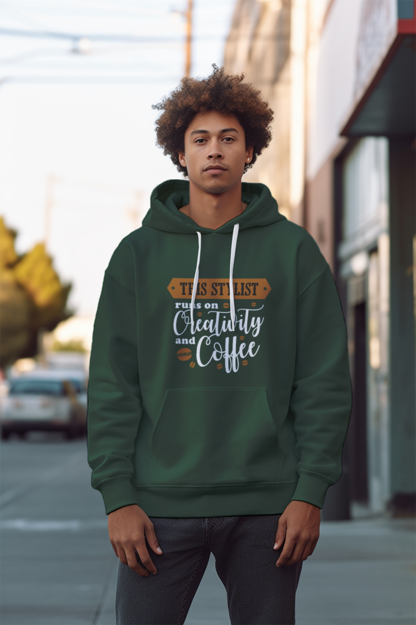 Coffee and Creativity Printed Unisex Hoodie - Casual Koala