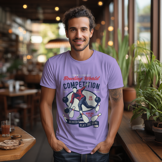 Round Neck Bowling T-shirt for Men