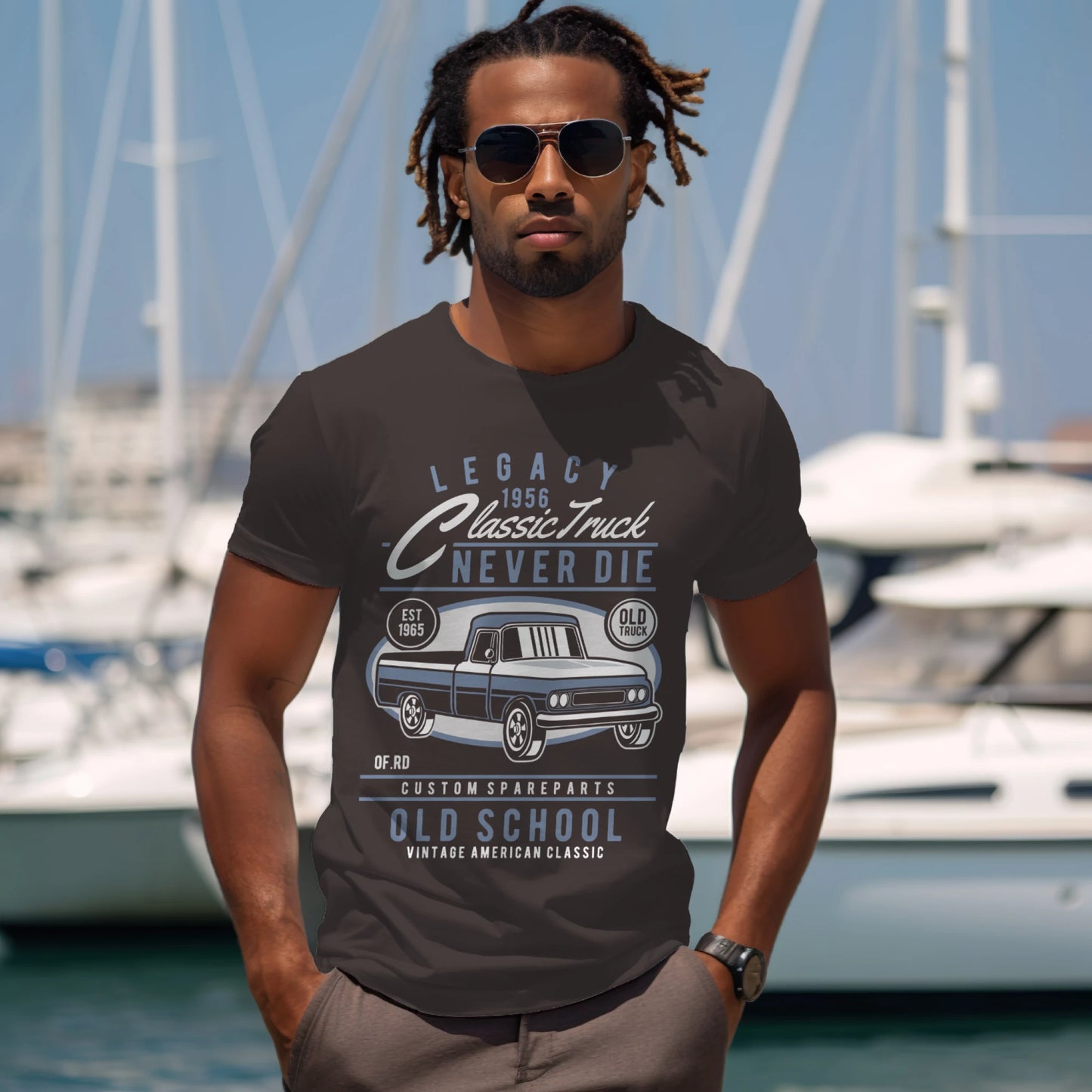 Classic Truck Printed T-shirt for Men
