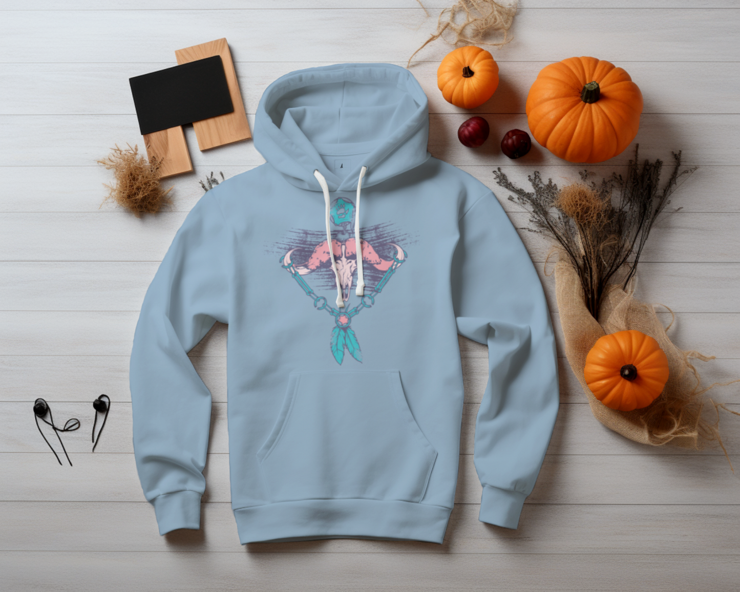 Regular Fit Skull Printed Unisex Hoodie - Casual Koala
