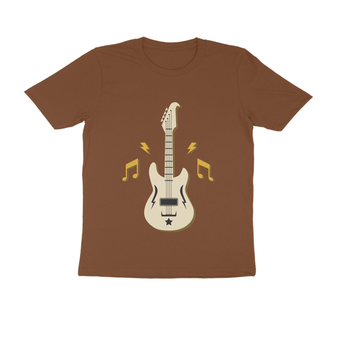 Round Neck Guitar Printed T-shirt for Men