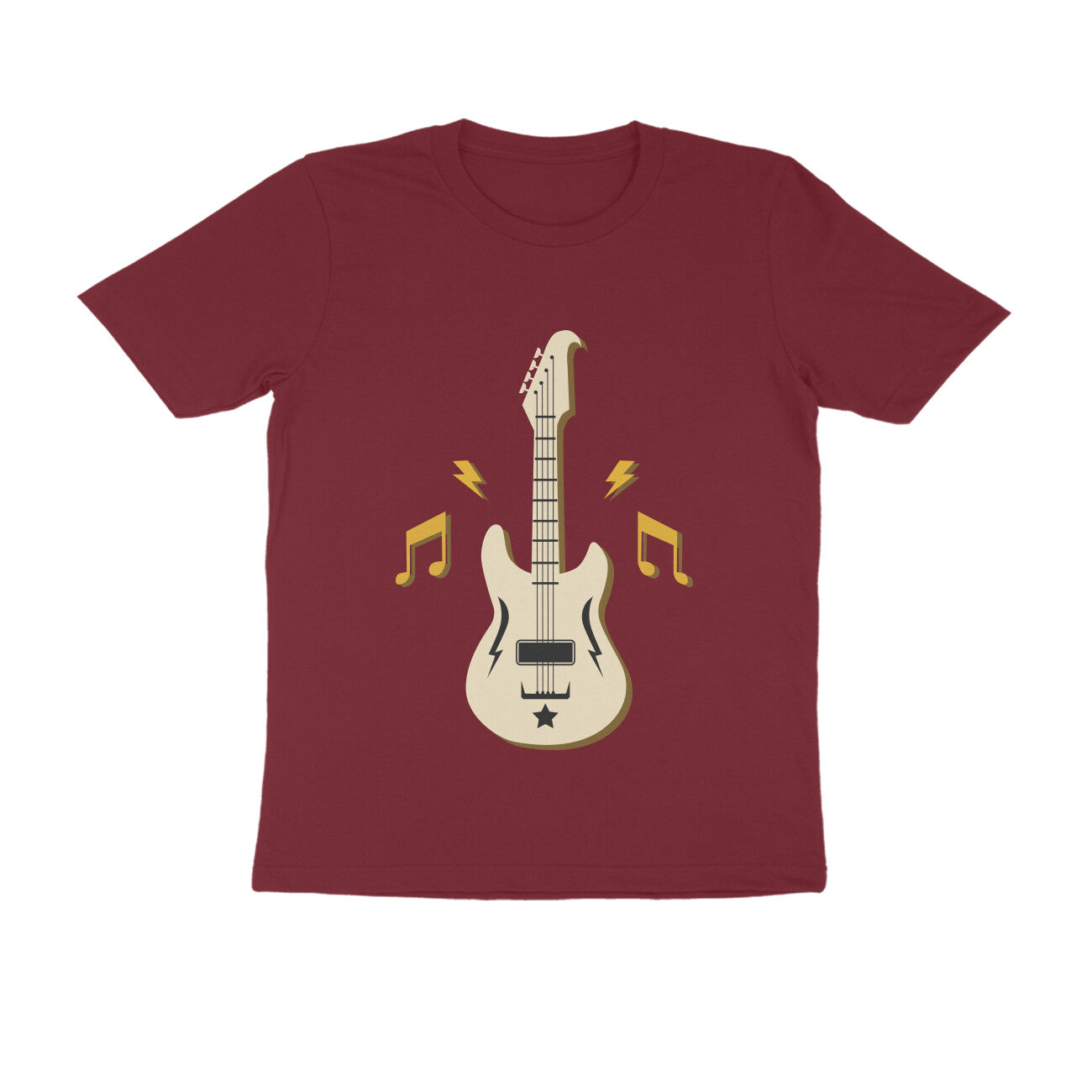 Round Neck Guitar Printed T-shirt for Men