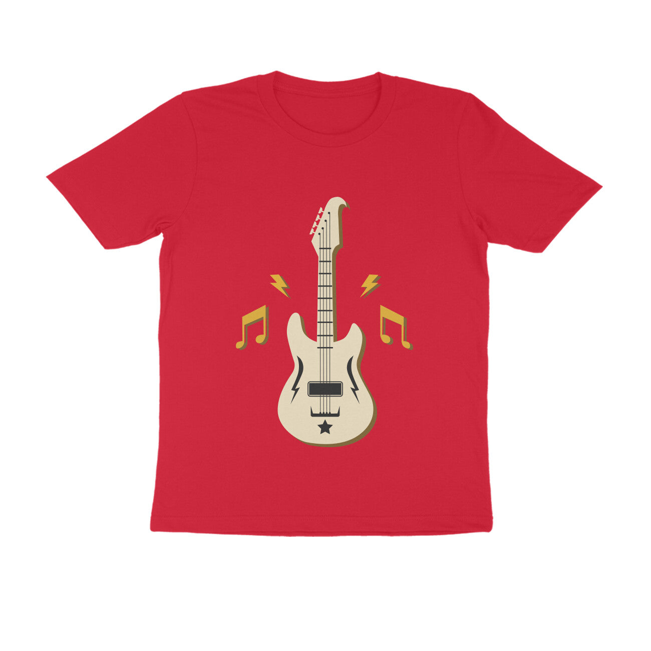 Round Neck Guitar Printed T-shirt for Men
