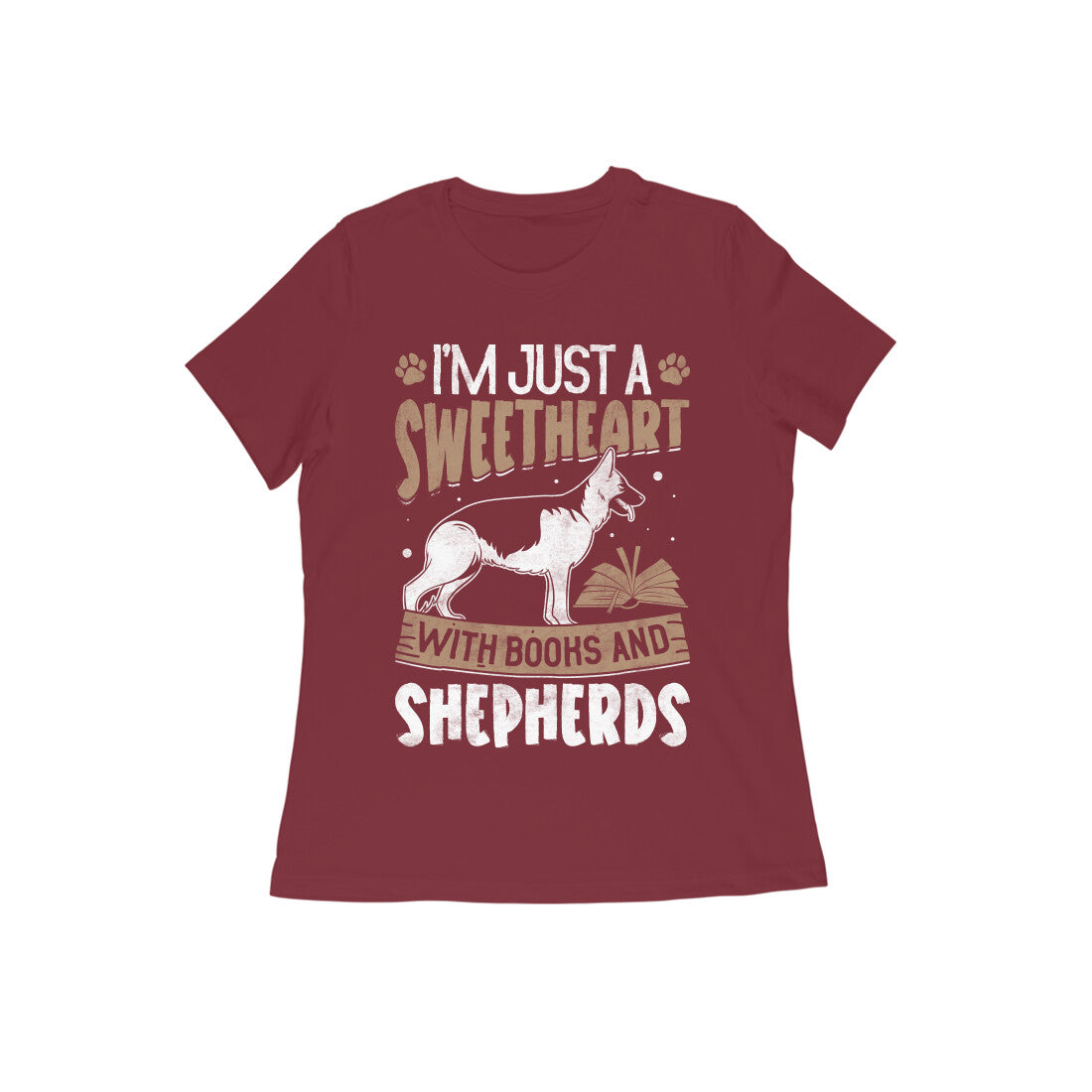 Book and Dog Printed T-shirt for Women - Casual Koala