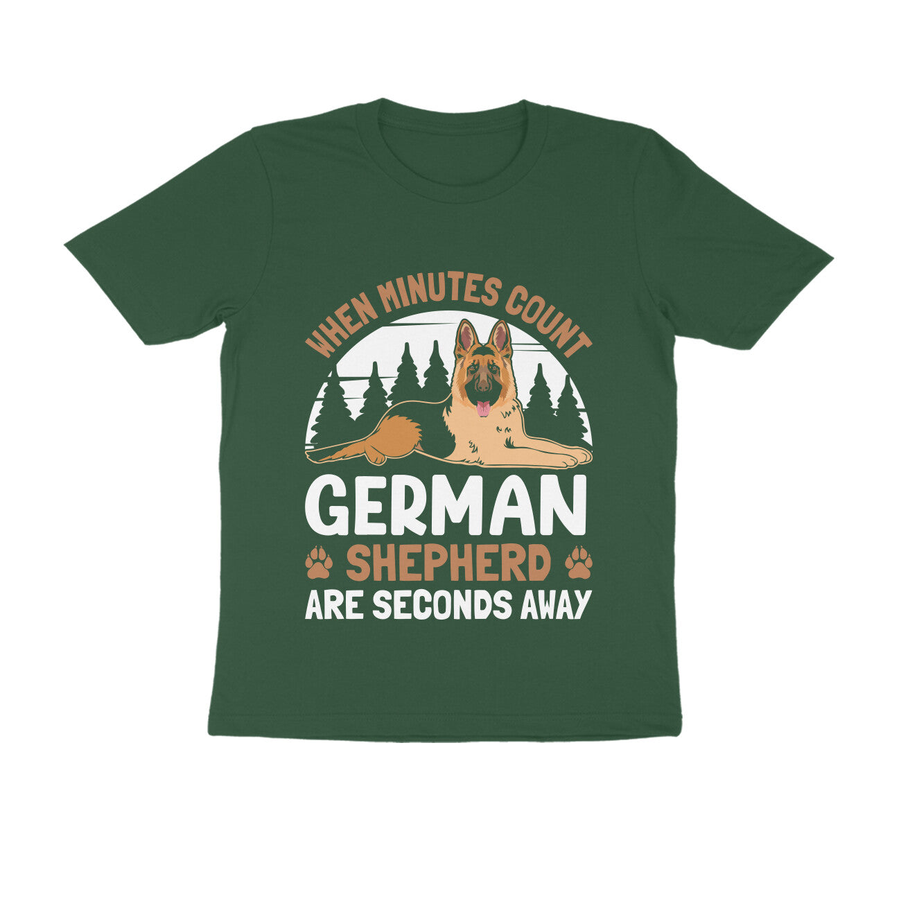 Round Neck German Shepherd Printed T-Shirt for Men