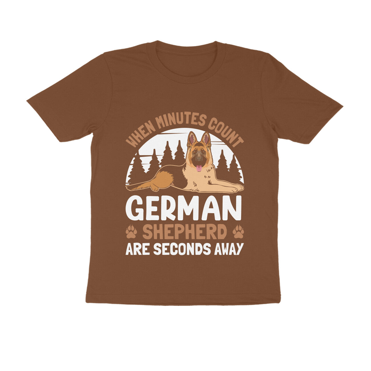 Round Neck German Shepherd Printed T-Shirt for Men