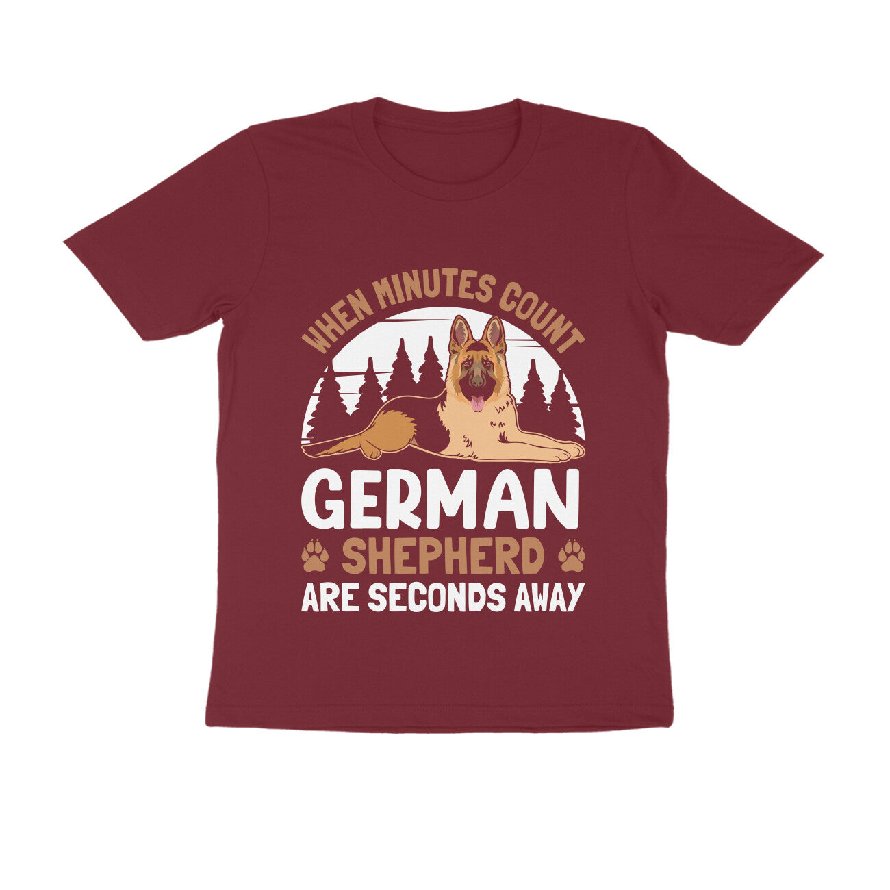 Round Neck German Shepherd Printed T-Shirt for Men