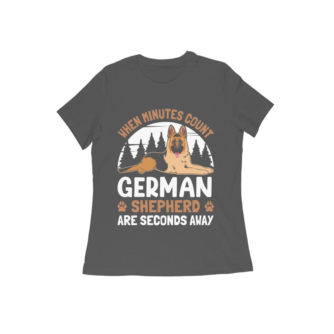 Round Neck German Shepherd Printed T-Shirt for Women