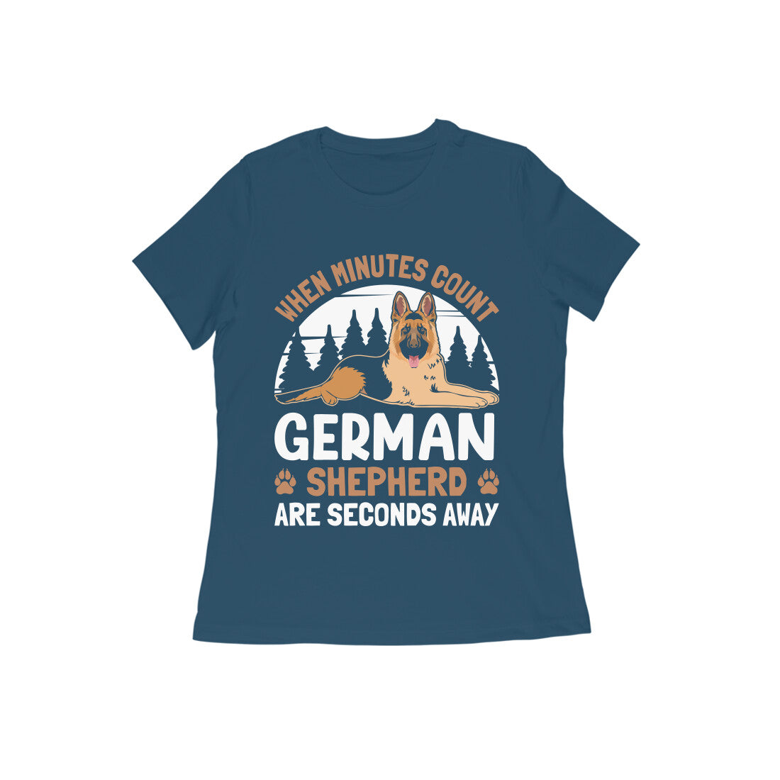 Round Neck German Shepherd Printed T-Shirt for Women