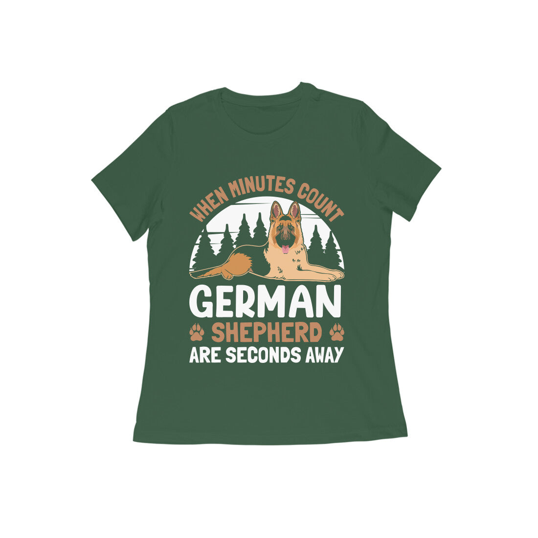 Round Neck German Shepherd Printed T-Shirt for Women