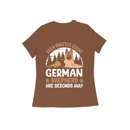 Round Neck German Shepherd Printed T-Shirt for Women