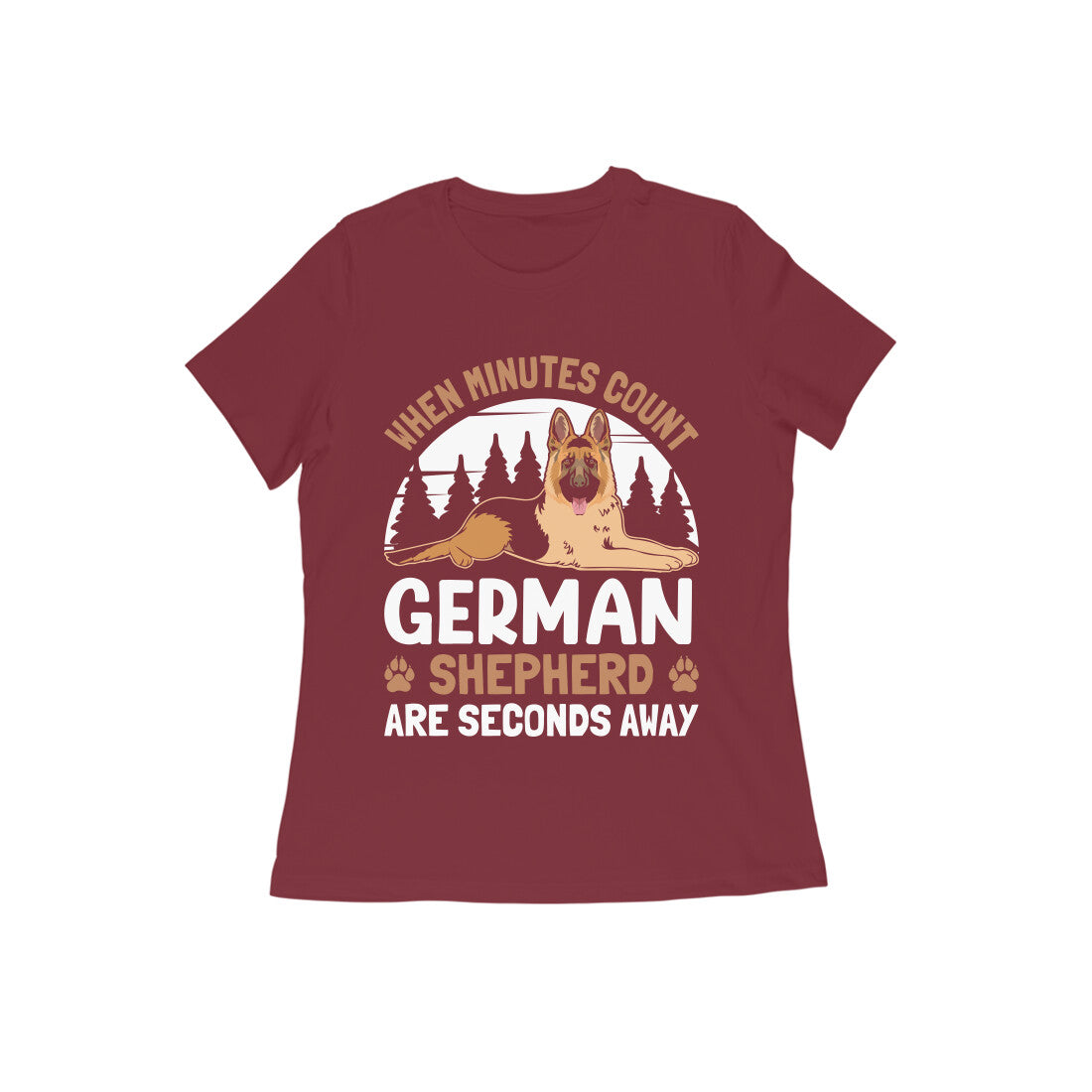 Round Neck German Shepherd Printed T-Shirt for Women
