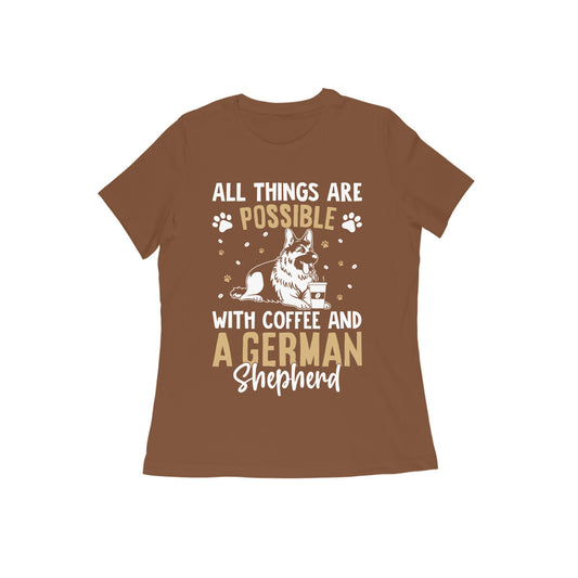 Coffee and German Shepherd T-Shirt For Women