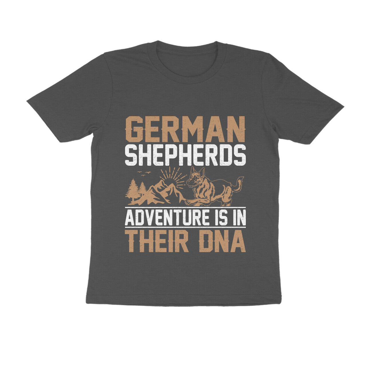 Round Neck Adventure and German Shepherd T-Shirt for Men