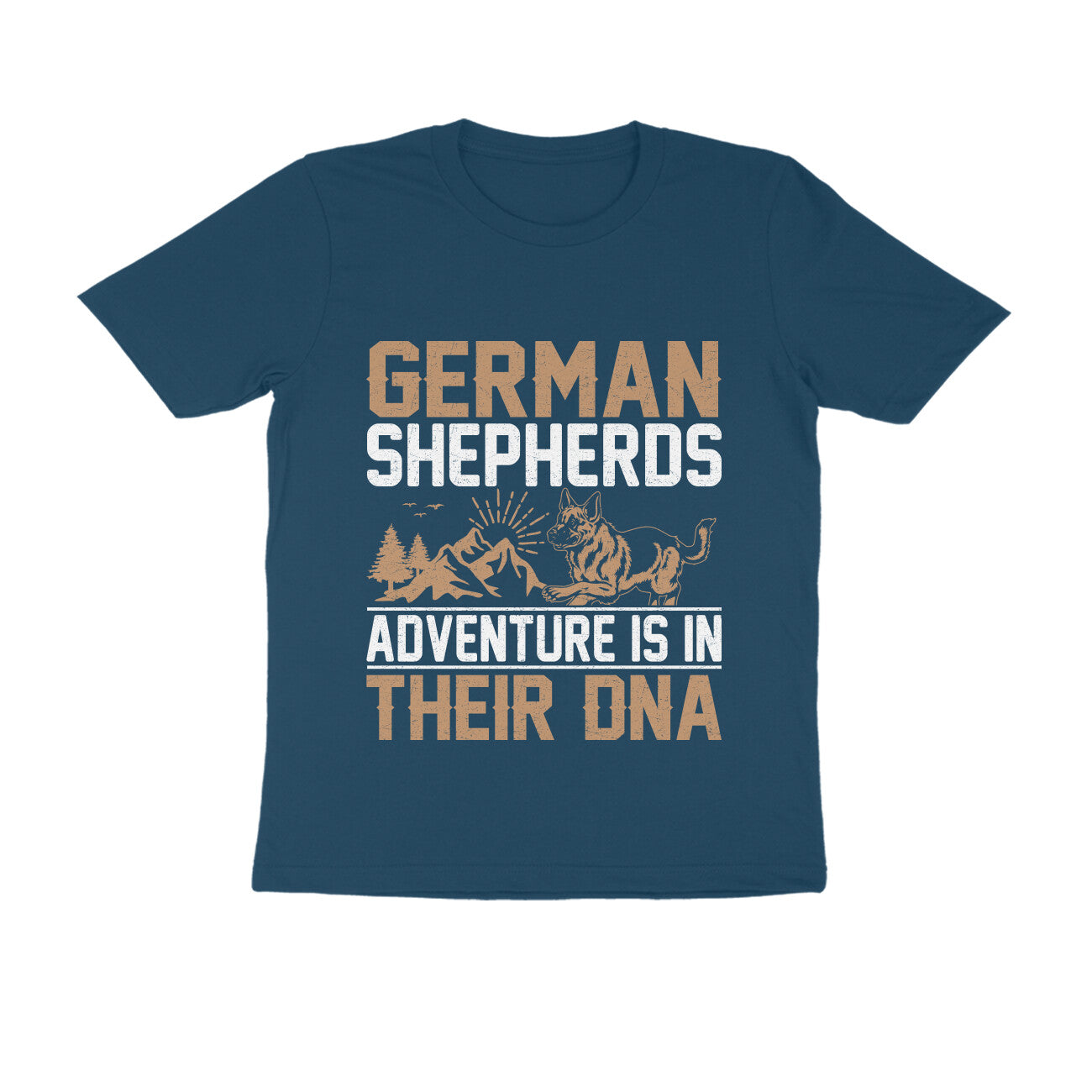 Round Neck Adventure and German Shepherd T-Shirt for Men