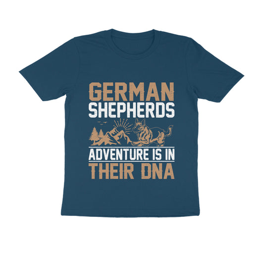 Round Neck Adventure and German Shepherd T-Shirt for Men